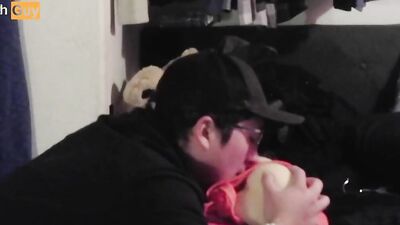 Disabled guy gets home from from work horny and fucks his ass toy, Amputee, Lymphedema, disability, handicap, fat, chubb