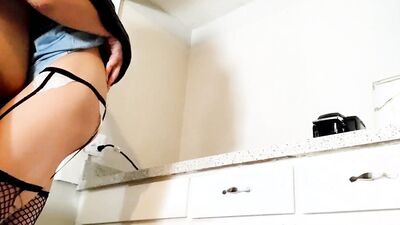 Femboy Ash Steele fucked over coffee bar