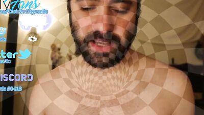 Bearded lad is having fun in front of the camera