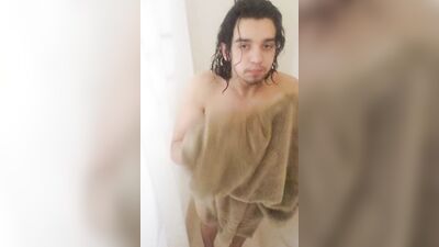 Skinny Big dick teen takes hot shower