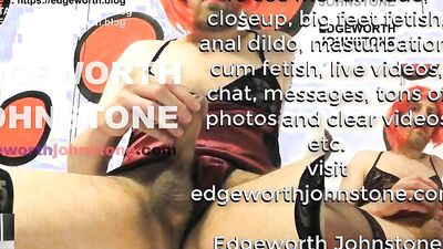 EDGEWORTH JOHNSTONE Tranny red head anal dido cumshot - Gay crossdresser in red wig ass fucking himself