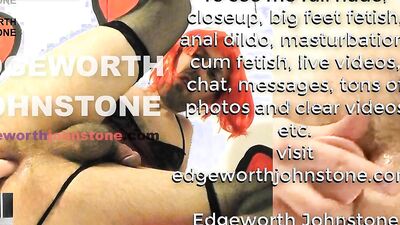 EDGEWORTH JOHNSTONE Tranny red head anal dido cumshot - Gay crossdresser in red wig ass fucking himself