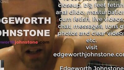 Perverted guy anal rides a huge dildo in a bathtub