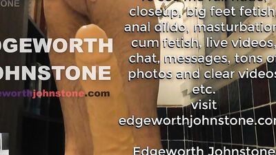 Perverted guy anal rides a huge dildo in a bathtub