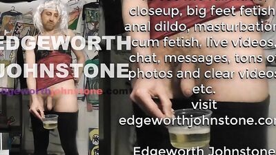 Amateur femboy is peeing in the cup and filming himself
