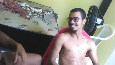Fit twink rimmed and sucked off by his chubby boyfriend