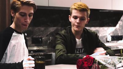 Two handsome gay blokes are barebacking hard on the couch