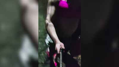 Amateur femboy is walking and filming himself out in the open