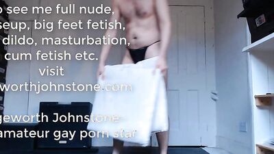 EDGEWORTH JOHNSTONE – Exercising in Thong on webcam - Gym work out at home - Hot DILF working out - Sexy long legs