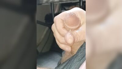 Morgan stroking his cock, edges and cums all over himself with multiple cumshots