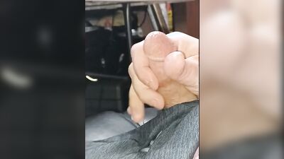 Morgan stroking his cock, edges and cums all over himself with multiple cumshots