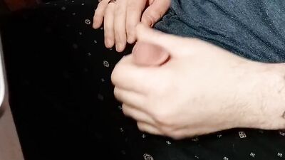 Morgan stroking his cock with multiple cumshots and lots of precum