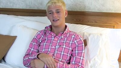 Young blond twink Kyle Richerds masturbates after interview