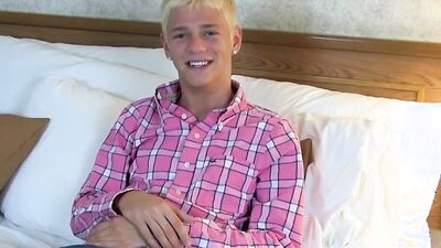 Young blond twink Kyle Richerds masturbates after interview