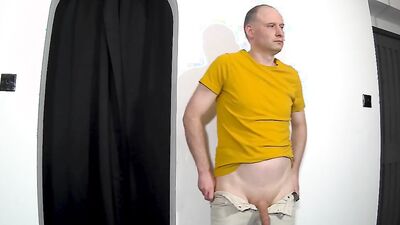 Kudoslong strips and wanks his shaved uncut cock