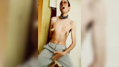 BDSM self CBT and nipple pain, in artistic Cracky style