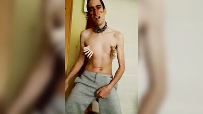 BDSM self CBT and nipple pain, in artistic Cracky style