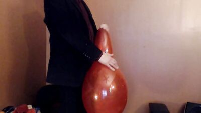 Balloonbanger 60) Slow Fun w Med Sized Balloon-Jerk Cum Pop