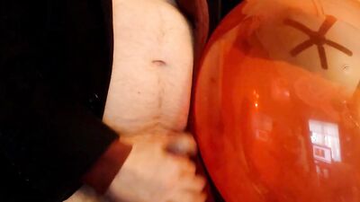 Balloonbanger 60) Slow Fun w Med Sized Balloon-Jerk Cum Pop