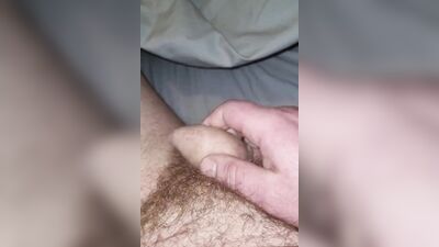 Small tiny uncut dick. Precum very wet. Nice ending.