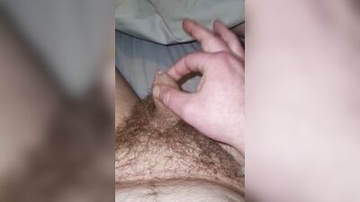 Small tiny uncut dick. Precum very wet. Nice ending.