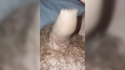 Small tiny uncut dick. Precum very wet. Nice ending.