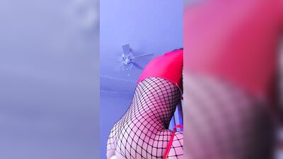 Rave femboy fucks himself after dancing with a toy stuck up in his guts :D