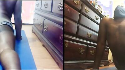 Naughty dude fools around in nothing but socks and underwear