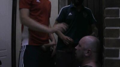 Two young males dominant from the threshold fuck me hard in the throat with big dicks