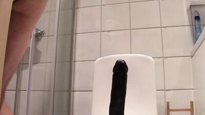 Horny Boy Rides A Big Black Dildo And Cums Huge Load