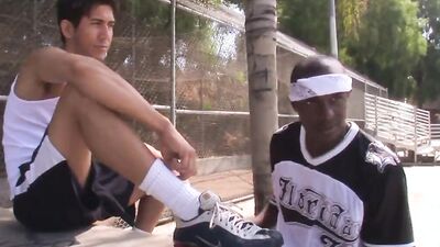 Fit black stud with a big cock fucks his white boyfriend