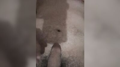 Hairy amateur with a rock hard cock films himself jerking off