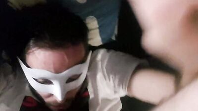 Masked bloke gives his mate a bj in this homemade POV