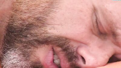 Two gorgeous hunks dick sucking outdoors before going inside to fuck