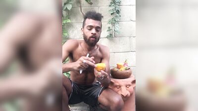 Eating a kiwano melon - Rock Mercury