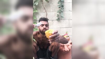 Eating a kiwano melon - Rock Mercury