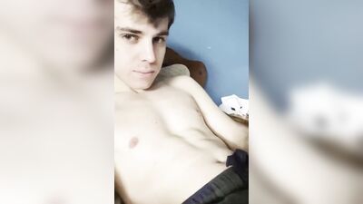 Twink Undressing, Using Vibrator, Jerking to FNAF Porn and Cumming in Cum Stained Briefs