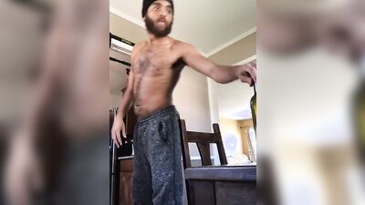 Rock Mercury is filming himself while his making a shake