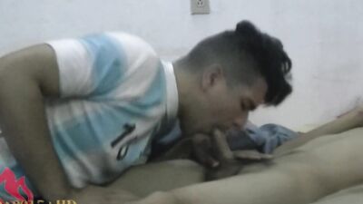 Amateur Latino sucks his mate's cock in this homemade video