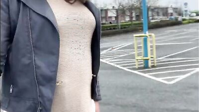 Horny carpark walk wank dressed tights heels boots