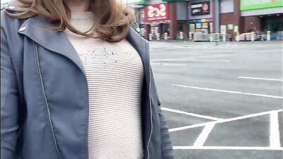 Horny carpark walk wank dressed tights heels boots