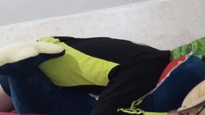 Perverted amateur chap is shoving his prick into his shark toy