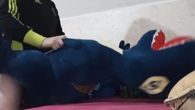 Perverted amateur chap is shoving his prick into his shark toy