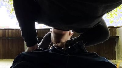 Sucking straight dude in the forest