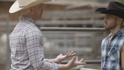 Gay cowboys Casey Everett and Lance Charger are fucking outdoors