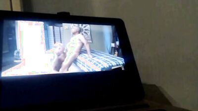 Horny fat man pulls out his dick and masturbates on webcam