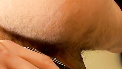 Skinny twink takes his cock and strokes it on the camera