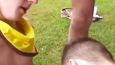 Gay dudes are being filmed while having outdoors anal orgy