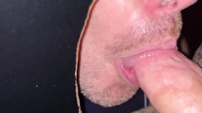 Masked man takes that hard cock and sucks it like a lollypop