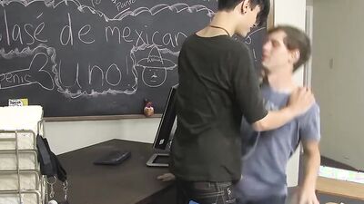Horny twinks Jayden Ellis and Jae Landen are fucking in the classroom